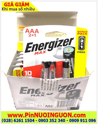 COMBO 01HỘP 12vỉ vỉ 3viên (=36viên) Pin Alkaline AAA 1.5v Energizer Max E92-BP3 (Loại vỉ 3viên) _Giá 438.000đ/Hộp 36viên